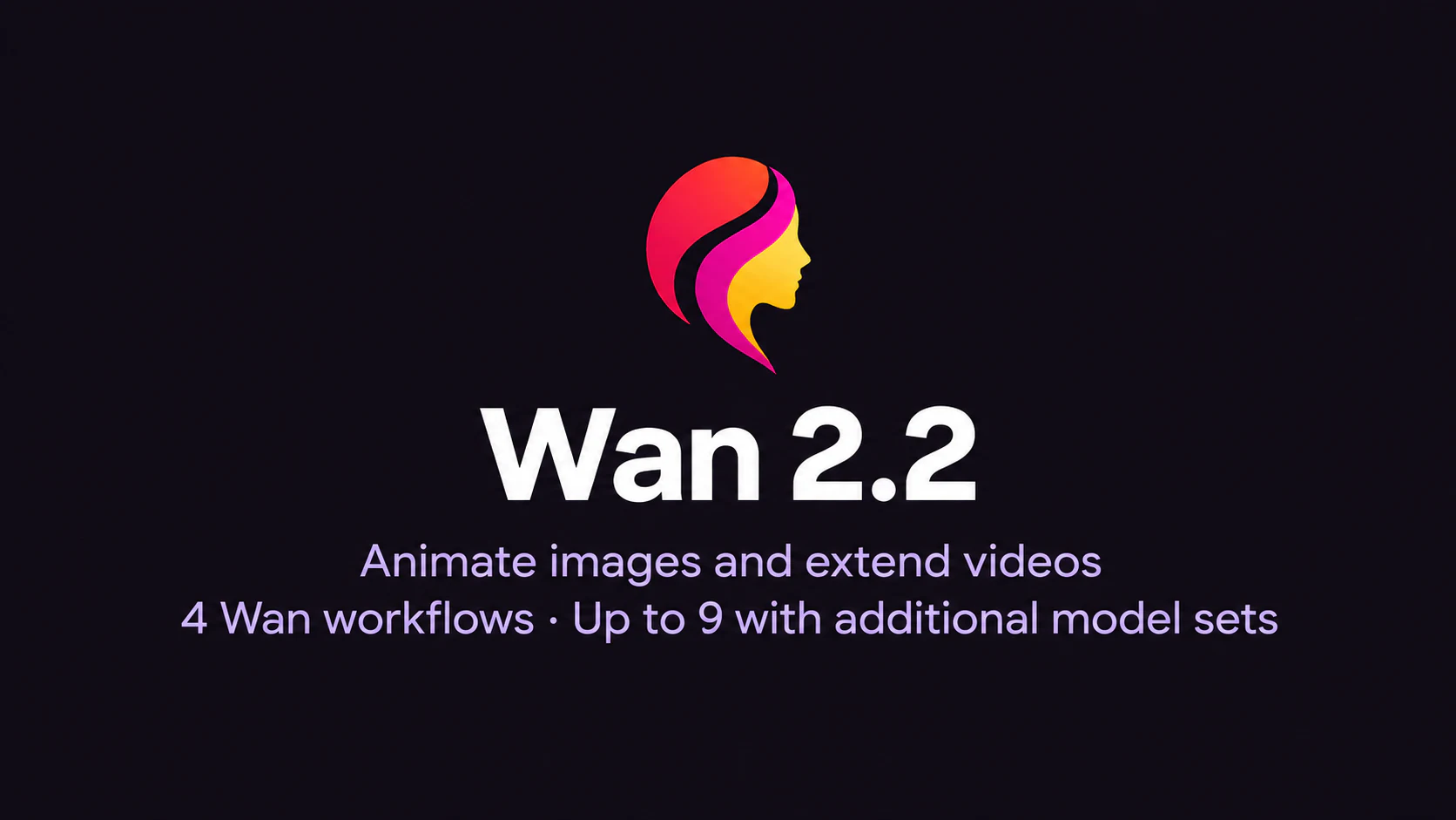 Wan 2.2. Animate images and extend videos. 4 Wan workflows; up to 9 with additional model sets. HearmemanAI.