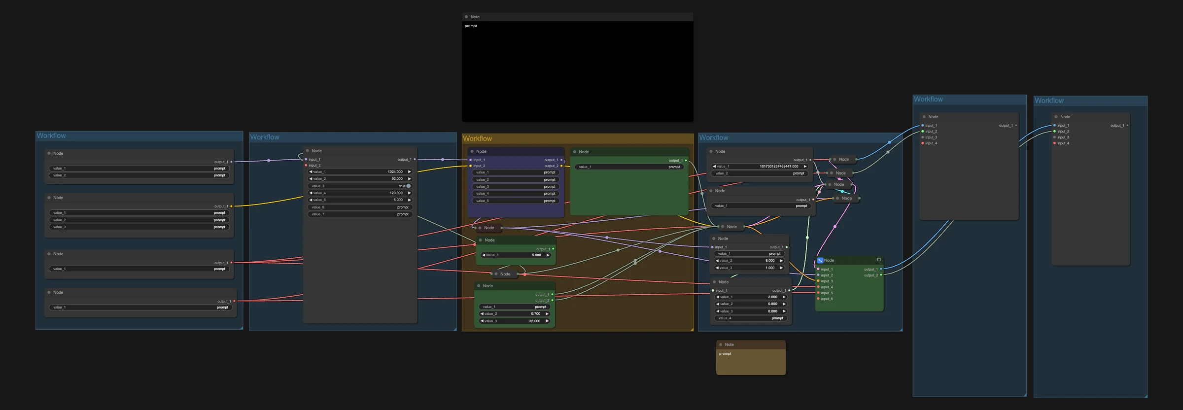 MiniMax H3 text to video + upscale workflow overview showing node groups and connections