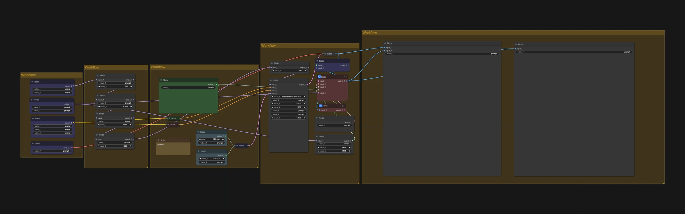 Qwen Image 2512 + PiD workflow overview showing node groups and connections